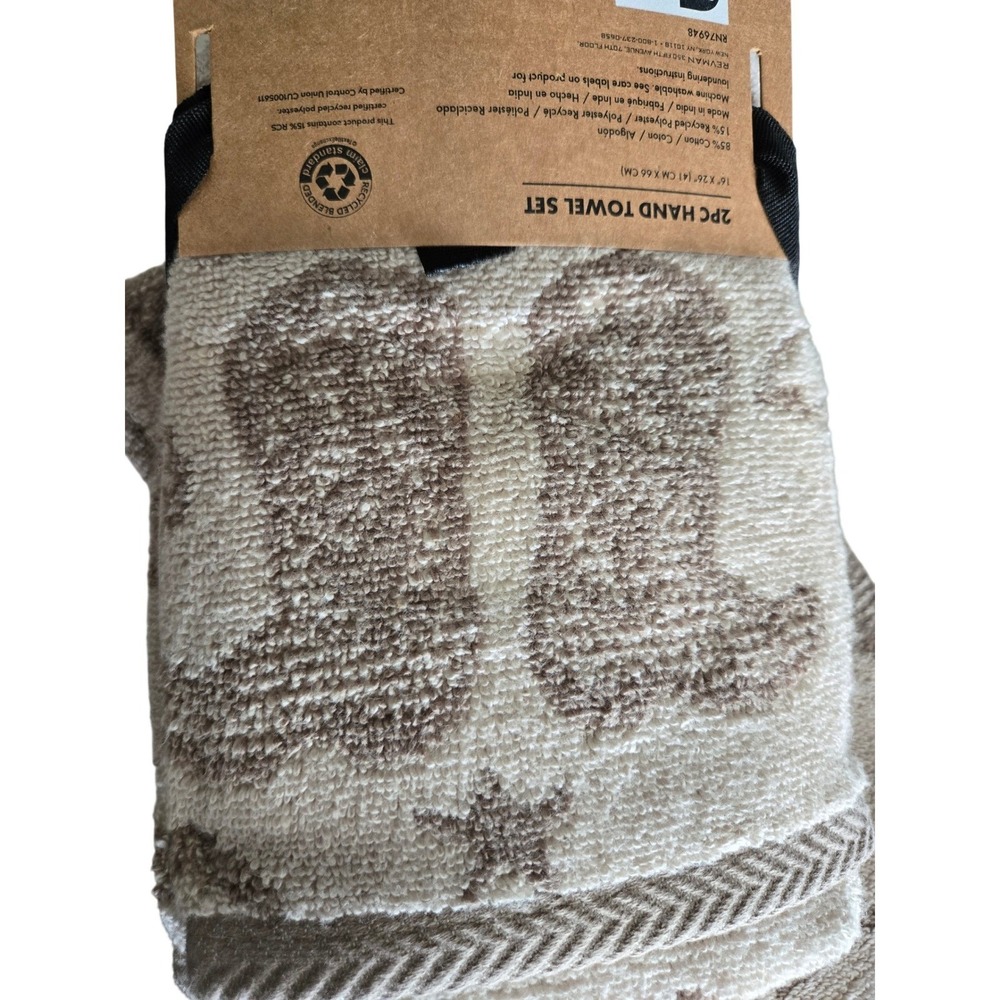 Wrangler 3 Piece Towel Set Tan Cowboy Boots Stars Quick Dry 1 Bath 2 Hand Towels - Picture 3 of 5